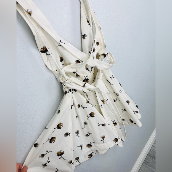 FREE PEOPLE MINI’S FOR YOU Dandelion Flower Cream Racer Back Mini DRESS - Picture 5 of 11